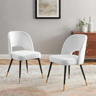 Modway Rouse Performance Velvet Dining Side Chairs - White - 2 Pack-Stain-Resistant Performance Velvet