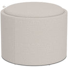 HOMCOM Round Tray Top Coffee Table with Storage and Upholstery - Cream White-Removable tray lid with groove handles for convenience