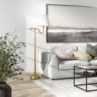 Hudson&Canal Wellesley 63" Tall Floor Lamp with Fabric Shade - Brass/White-Rated for one 100W incandescent bulb - 9W LED bulb, 23W fluorescent (CFL) bulb, or 9W self-ballasted LED bulb, E26-base bulb, Bulb not included