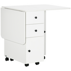 HOMCOM Rolling Drop Leaf Folding Dining Table with Drawers & Storage Cabinet for 4-6 - White-Its modern style is great for putting in the bedroom, living room, or dining room