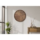 Monarch Specialties 9051 20" Round Wall Clock - Light Brown-Easy-to-read time markings in a contrasting silver under a glass surface, with a non-ticking quartz movement for accurate timekeeping in a peaceful indoor environment