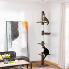 PawHut 102" 5-Tier Floor-to-Ceiling Cat Tree with Scratching Post - Brown-Scratching post to save your furniture and home from damage 