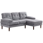 HOMCOM L-Shape Sofa with Right Chaise Lounge and Rubber Wooden Legs - Grey-Right chaise in L-shaped design fits room corners