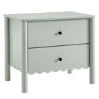 Modway Emmeline Scalloped 2-Drawer Nightstand - Sage-Full-Glide Drawers