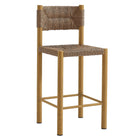 Modway Parkland Outdoor Patio Rattan and Aluminum Counter Stools - Natural - Set of 2-Fully Assembled