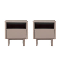 Manhattan Comfort Ella 39.4" Modern Nightstand 2-Piece Set - Mocha-Modern Nightstand for Bedroom and Living Room Use. Set of 2