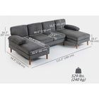 HOMCOM U Shape Sofa with Double Chaise Lounge for Living Room - Dark Grey-Supportive thick back cushions and arm pads