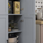 HOMCOM 67" H 4-Door Kitchen Pantry Cabinet with Adjustable Shelves - Grey-Anti-tipping strap on the back you can secure to the wall for safety 