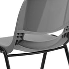 Flash Furniture HERCULES Series Grey Ergonomic Shell Stack Chair with Black Frame-Vented Back and Seat Drain Holes assist in drying