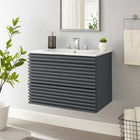 Modway Render 30" Wall-Mount Bathroom Vanity - Grey/White-Walnut Grain Vanity