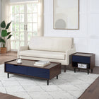 Manhattan Comfort Duane Mid-Century Modern End Table and Coffee Table - Dark Brown and Navy Blue - Set of 2-Coffee Table: Includes 1 Full Extension Drawer and 1 Cubby Shelf Space