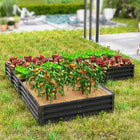 Outsunny 5-Section Metal Raised Garden Bed - 96.5" L x 95" W x 12" H - Dark Grey-Open bottom design benefits roots and soil 
