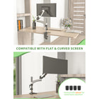 ShoppingAll Adjustable Single Gas Spring Monitor Desk Mount - White-This Fully adjustable desk mount can be fixed by a C-clamp or grommet installation on any working surface