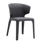Manhattan Comfort Conrad 20.47" Mid-Century Modern Faux Leather Upholstered Dining Chairs - Grey - Set of 2-Refined Stitching with Contoured Back