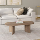 Hudson&Canal Alma 48"W Oval Coffee Table - Antiqued Grey Oak-Finished in wood-look antiqued gray oak