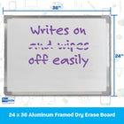 Flipside Crestline Aluminum Framed Dry Erase Board - 24" x 36"-5