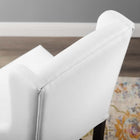 Modway Baron Faux Leather Counter Stool - White-Polished Nailhead Trim