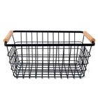 My Home My Living Wire Rectangle Baskets with Wood Handle 3-Piece Set - 12”W x 8”D x 5.5”H - Black-Stylish and functional design make the containers ideal for decoration and storage