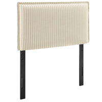 Modway Camille Striped Linen Blend Twin Size Headboard - Oatmeal Stripe-Woven Linen Blend with Pinstripe Pattern