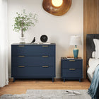 Manhattan Comfort Granville Modern Dresser and Nightstand Set - Midnight Blue-Recommended for up to 35 inch TV.