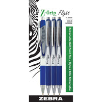Zebra Z-Grip Flight Ballpoint Pens Retractable – 1.2 mm – Blue – 4 Pack-Ultra-smooth, low-viscosity ink glides over the paper with minimal pressure