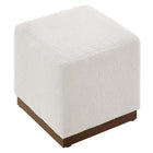Modway Tilden 17" Square Boucle Upholstered Ottoman - Cloud/Walnut-Weight Capacity: 506 lbs.