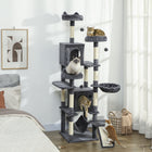 PawHut 76" Large Cat Tree Tower with Scratching Posts - Dark Grey-Features multiple resting spots, suitable for multi-cat homes 