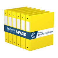 Davis Group Premium Economy Binder - Round Ring - 1.5" - Yellow - 6 Pack-3 Ring Binder