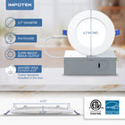 ShoppingAll Impotek 4" 5 CCT LED Recessed Ceiling Light with Junction Box - 2700K/3000K/3500K/4000K/5000K - Dimmable IC Rated ETL Energy Star Listed 9W 800LM - RCL1-9W4IN (Pack of 6)-Certified Safety & Compatibility - Enjoy peace of mind with our IC-rated, ETL, and Energy Star certifications. Designed for direct contact with insulation, our thermally protected junction box ensures safety and broad compatibility with various ceiling types and joist configurations