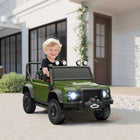 Qaba 12V Land Rover Licensed Kids Ride on Jeep Truck - Dark Green-The toy car runs up to 1 hour with a 12V 7Ah battery 