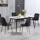 HOMCOM Dining Chairs in Velvet Accent - Black - Set of 4-Channel quilted velvet-feel upholstery is super soft to the touch