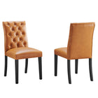Modway Duchess Vinyl Dining Chair - Tan - 2 Pack-Dense Foam Padding for Comfort
