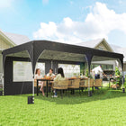 Outsunny 10 ft W x 20 ft L Pop Up Canopy Tent Instant Canopy with Reflective Strips - Black-Tool-free pop-up setup (30 mins) with dual one-push lock