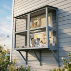 PawHut Catio Outdoor Cat Enclosure Window Box 39.4" L - Grey-This catio has a solid fir wood frame for stability and longevity
