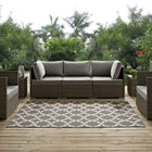 Modway Cerelia Moroccan Trellis Indoor/Outdoor Area Rug - 8 ft W x 10 ft L - Grey/Beige-Durable Indoor/Outdoor Rug