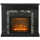 HOMCOM Electric Fireplace Heater with Realistic Flame and Adjustable Temperature - Black-Enjoy the realistic 3D flame behind tempered glass 