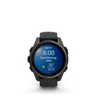 Garmin fēnix 8 - AMOLED Outdoor Recreation/Adventure Watches - 43 mm - Sapphire, Carbon Gray DLC Titanium with Black/Pebble Gray Silicone Band-Navigate the outdoors with superior positioning accuracy, thanks to multi-band GPS with SatIQ™ technology plus built-in sensors for 3-axis compass, gyroscope and barometric altimeter