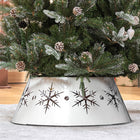 HOMCOM 26" Christmas Tree Collar with Hollow Snowflake Pattern - White-Conceals tree stand for a neat display 