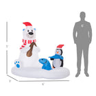 Outsunny 6' Lit Inflatable Polar Bear & Penguin Fishing on Board Christmas Decoration-IP44-certified polyester fabric is suitable for indoor and outdoor use 