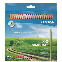 Lyra Graduate Coloured Pencil 24-Piece Set - Assorted Colours-24 Vivid colors with strong 3.8mm lead cores
