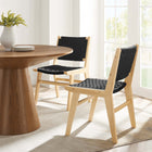 Modway Saoirse Woven Rope Wood Dining Side Chair - Natural/Black - 2 Pack-Foot Pads for Floor Protection