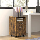 Vinsetto 2-Drawer Letter/A4 Filing Cabinet with Lock - Rustic Brown-5 universal wheels ensure easy movement, 2 of them are armed with brakes for safety
