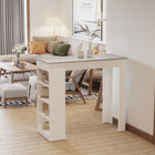 HOMCOM Bar Table with 4 Storage Shelves - Grey-Modern style makes the bar table a great fit in a modern or traditional setting