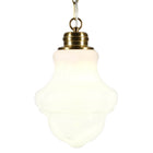 Hudson&Canal Annie 9.13" Wide Pendant with Glass Shade - Brass/White Milk-Rated for one 60W incandescent bulb - 9W LED bulb, 13W fluorescent (CFL) bulb, or 9W self-ballasted LED bulb, E26-base bulb, Bulb not included