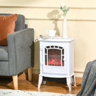 HOMCOM Electric Fireplace Stove with Overheat Protection - 750W/1500W - White-Two adjustable heating modes
