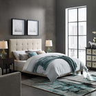 Modway Melanie Tufted Button Upholstered Fabric Full Platform Bed - Beige-Soft Polyester Fabric Upholstery