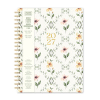 Orange Circle Studio 2027 Extra-Large Spiral Planner - 11" x 8-1/2" - Floral Framework - Bilingual-Features weekly and monthly planner pages