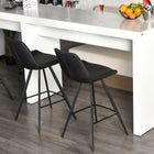 HOMCOM Bar Height Microfiber Bar Stools - Black - 2 Pack-Padded cushion and footrest offer relaxation after a long day of work

