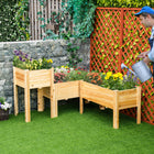 Outsunny Wood 3-Piece Planter Box Set - Natural-Crafted from solid fir wood, resistant to deforming and cracking 