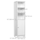 Kleankin Tall Narrow Bathroom Storage Cabinet - White-Made of MDF with painted finish for sturdiness